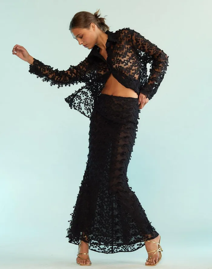 3d Embroidered Tulle Skirt 8211 Black Women Cynthia Rowley Bottoms