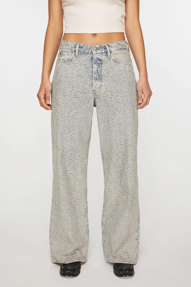 Acne Studios Baggy Fit Jeans 8211 1981F Monogram Bluebeige Woman Jeans