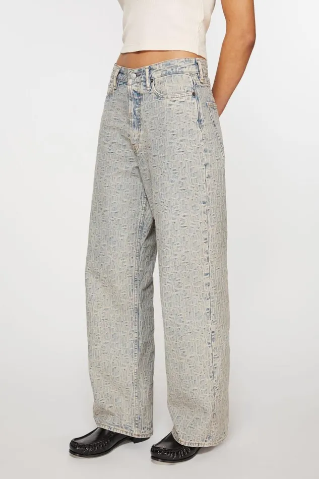 Acne Studios Baggy Fit Jeans 8211 1981F Monogram Bluebeige Woman Jeans