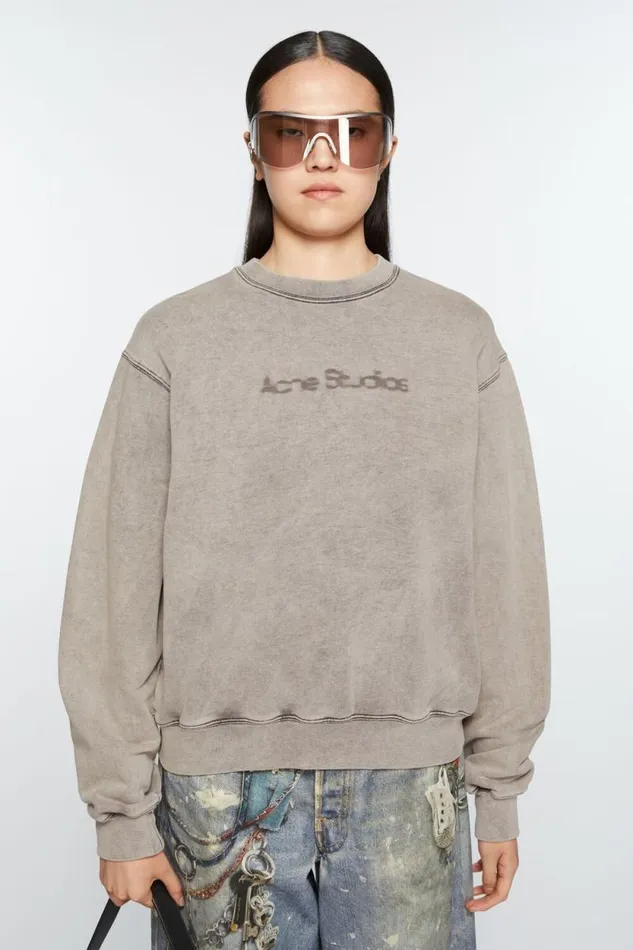 Acne Studios Blurred Logo Sweater Faded Grey Woman Sweatshirts