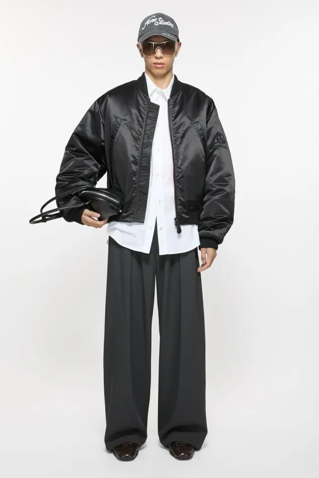 Acne Studios Bomber Jacket Logogram Black Man Outerwear