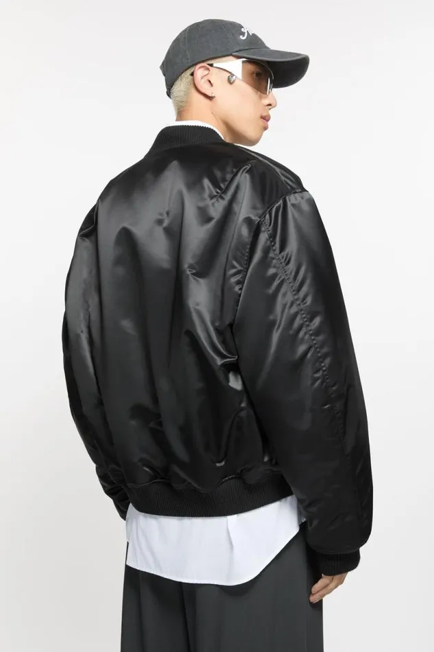 Acne Studios Bomber Jacket Logogram Black Man Outerwear