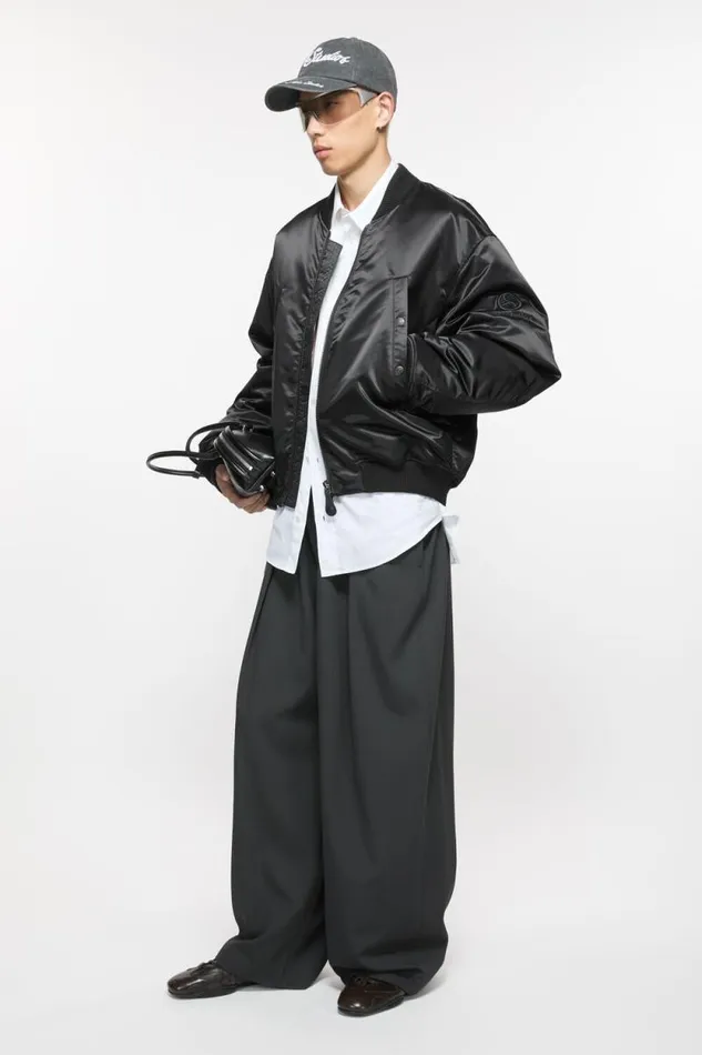 Acne Studios Bomber Jacket Logogram Black Man Outerwear