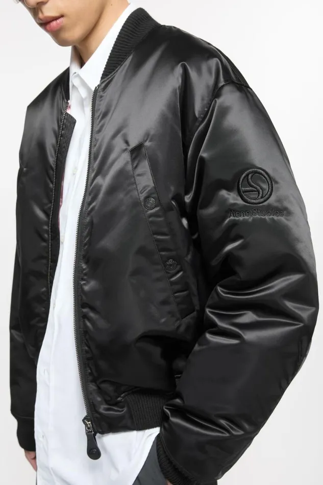 Acne Studios Bomber Jacket Logogram Black Man Outerwear
