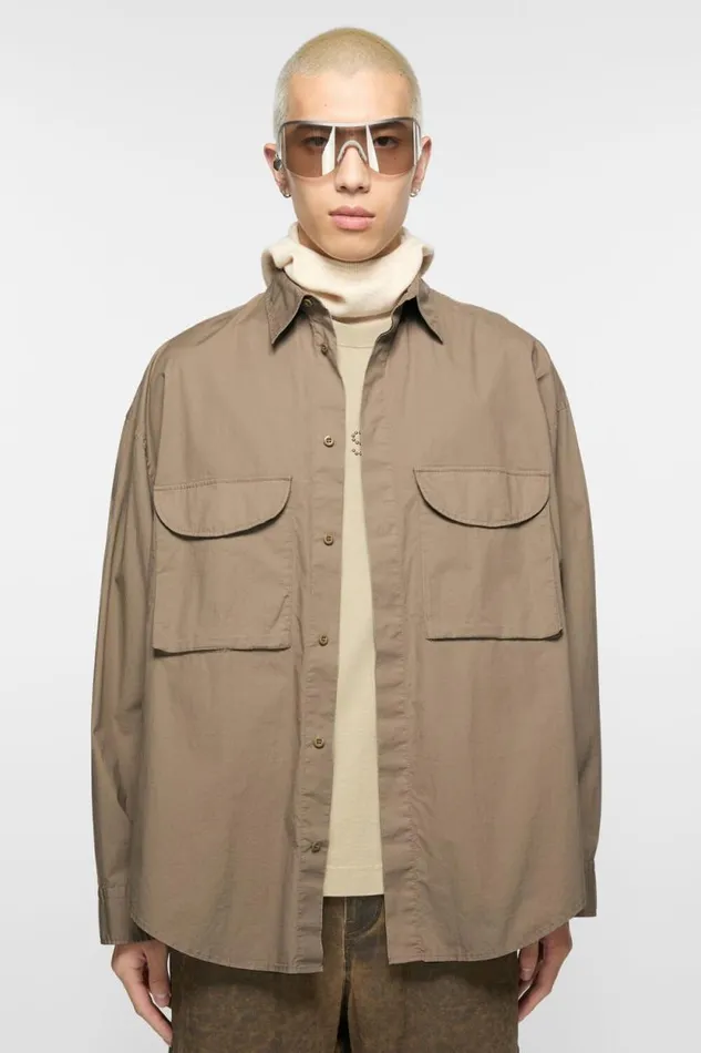 Acne Studios Buttonup Shirt Taupe Brown Man Shirts