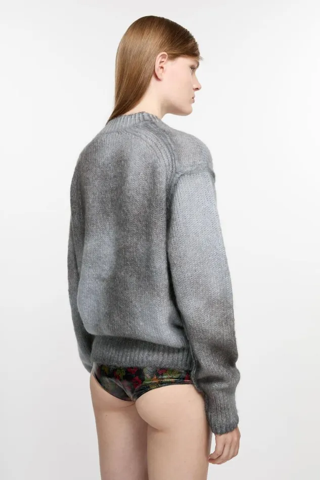 Acne Studios Cardigan Sprayed Finish Anthracite Grey Woman Knitwear