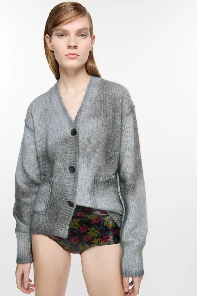 Acne Studios Cardigan Sprayed Finish Anthracite Grey Woman Knitwear