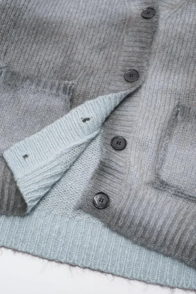 Acne Studios Cardigan Sprayed Finish Anthracite Grey Woman Knitwear
