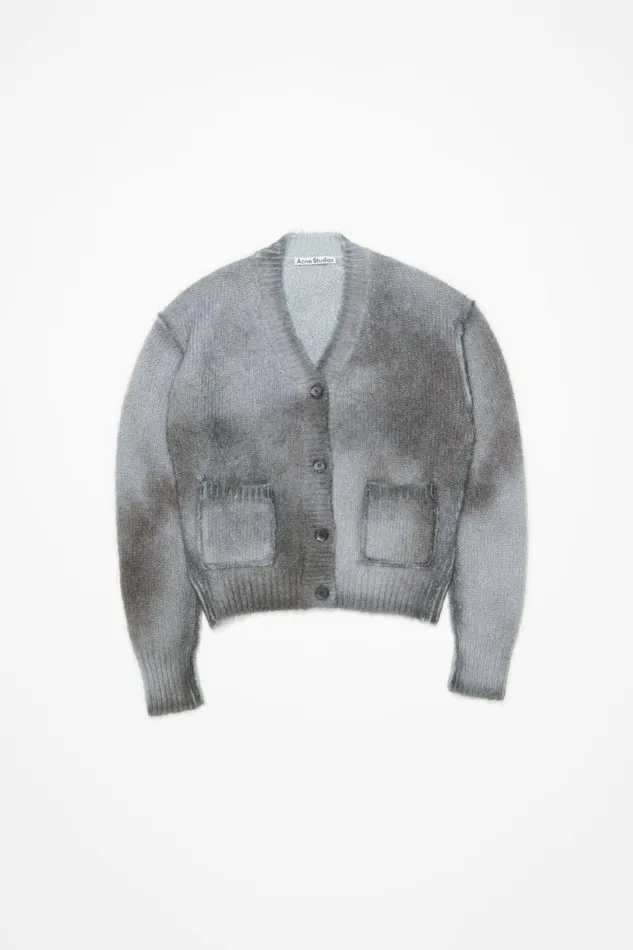 Acne Studios Cardigan Sprayed Finish Anthracite Grey Woman Knitwear