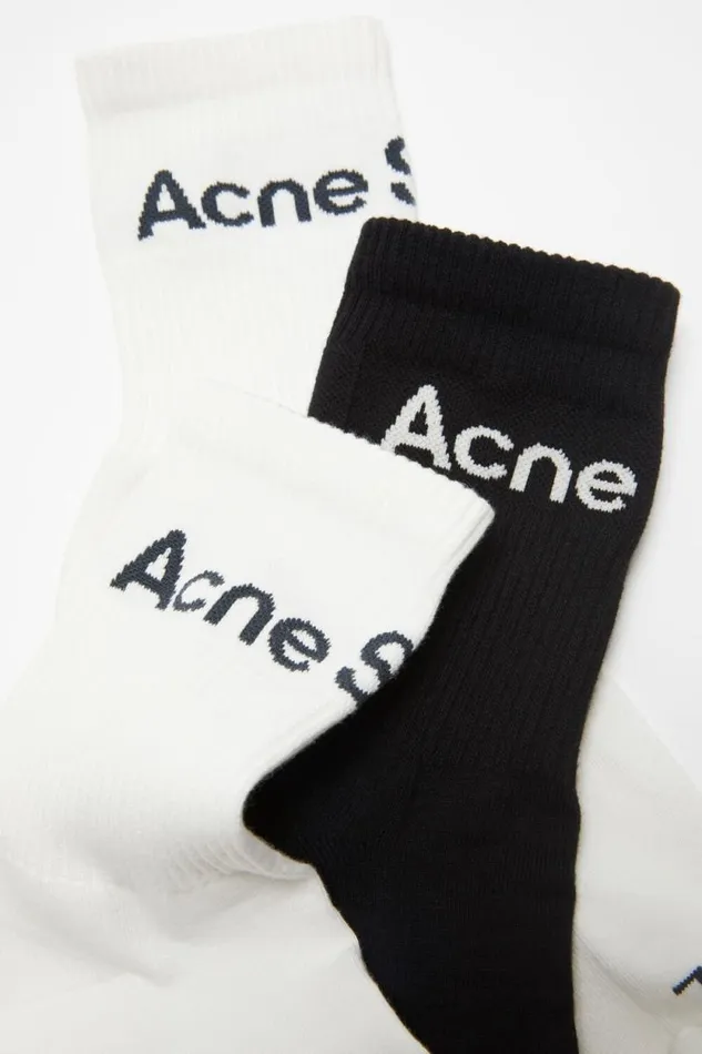 Acne Studios Cotton Logo Socks 8211 3 Pack Whitewhiteblack Man Socks