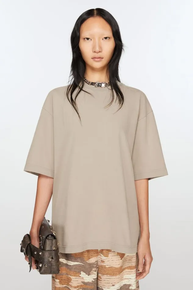 Acne Studios Crew Neck Tshirt 8211 Relaxed Fit Concrete Grey Woman Tshirts