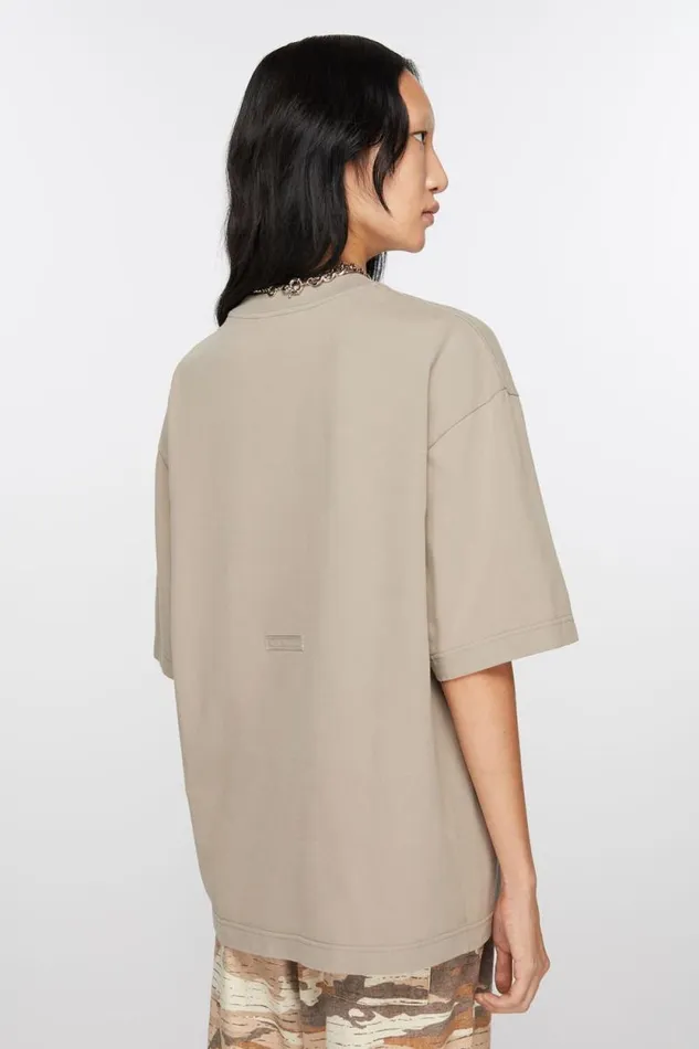 Acne Studios Crew Neck Tshirt 8211 Relaxed Fit Concrete Grey Woman Tshirts