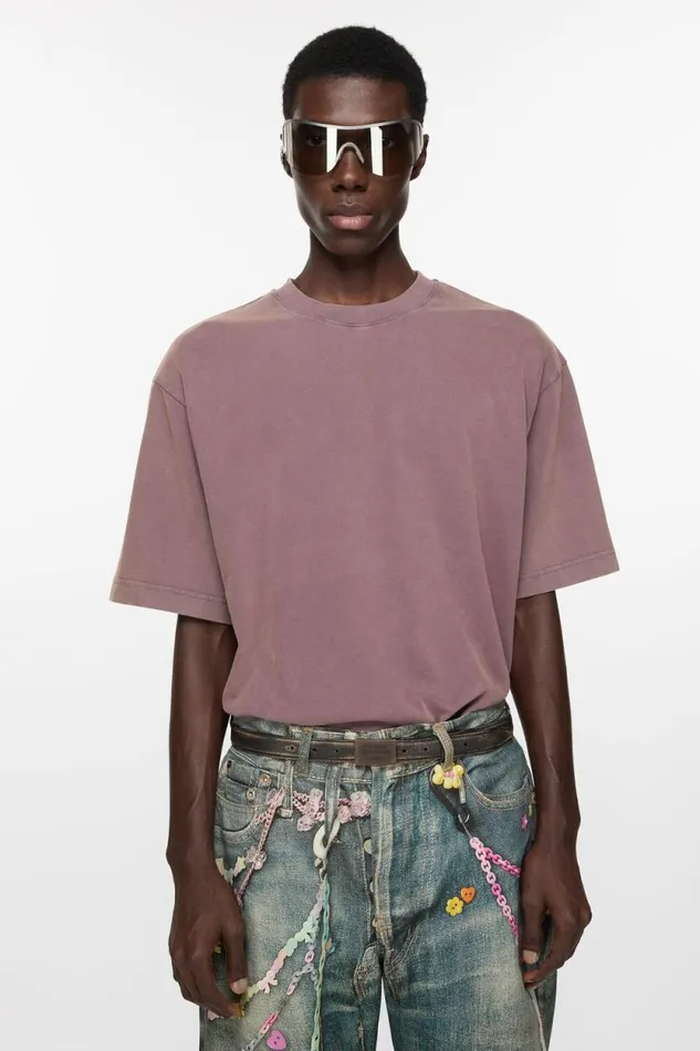 Acne Studios Crew Neck Tshirt 8211 Relaxed Unisex Fit Plum Purple Man Tshirts