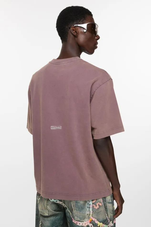 Acne Studios Crew Neck Tshirt 8211 Relaxed Unisex Fit Plum Purple Man Tshirts