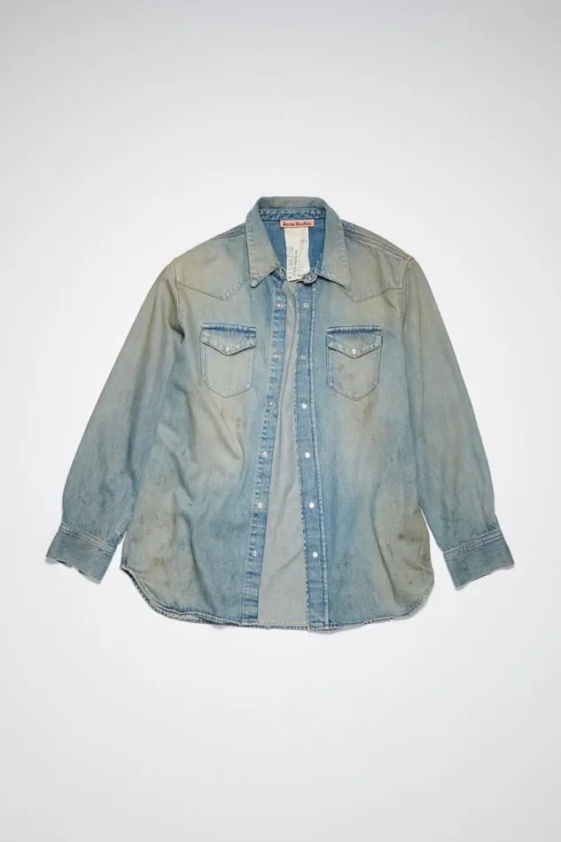 Acne Studios Denim Buttonup Shirt Mid Blue Man Shirts