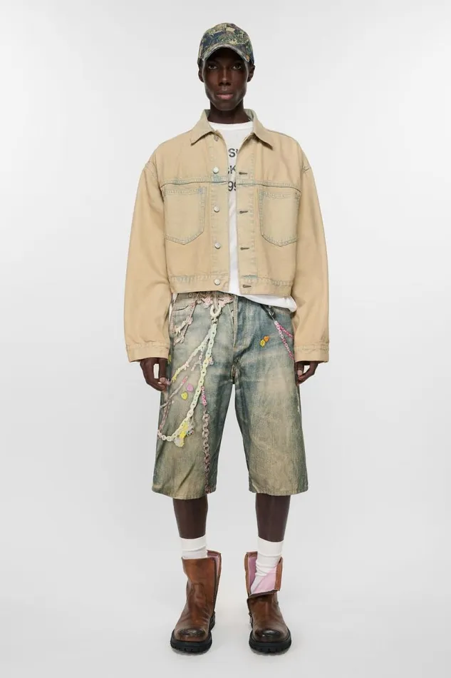 Acne Studios Denim Jacket 8211 Oversized Cropped Fit Light Sand Man Outerwear
