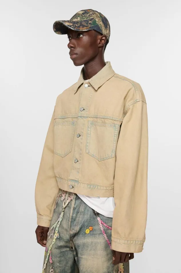 Acne Studios Denim Jacket 8211 Oversized Cropped Fit Light Sand Man Outerwear