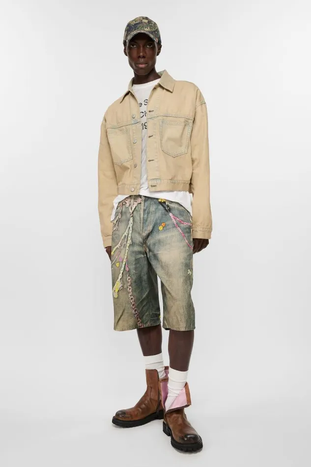 Acne Studios Denim Jacket 8211 Oversized Cropped Fit Light Sand Man Outerwear