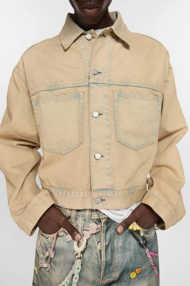 Acne Studios Denim Jacket 8211 Oversized Cropped Fit Light Sand Man Outerwear