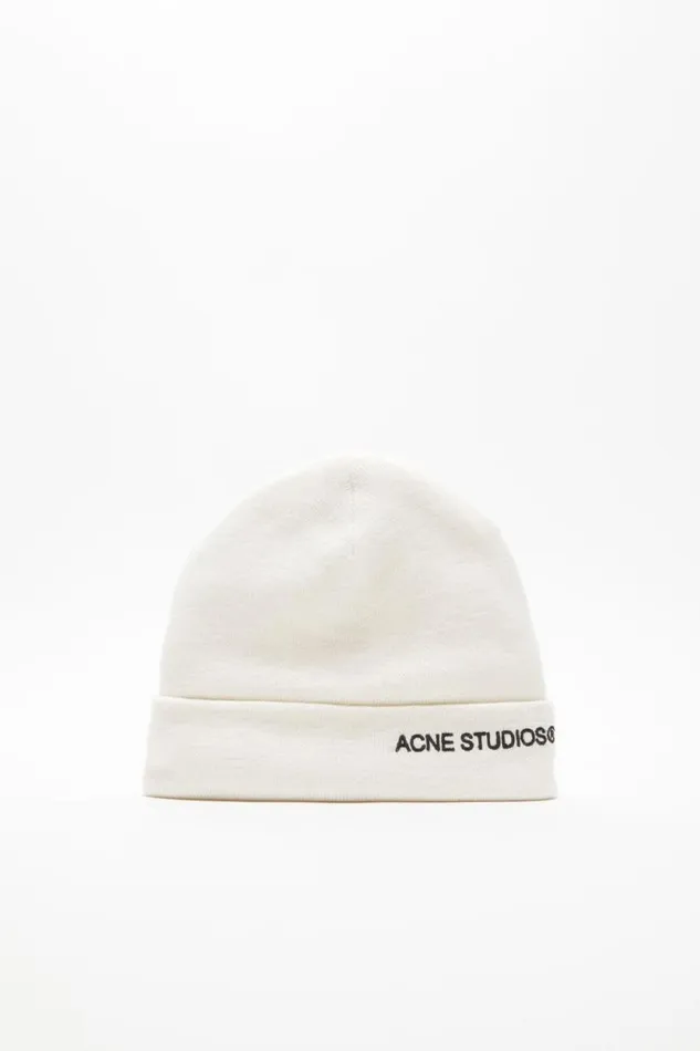 Acne Studios Embroidered Logo Beanie Off White Woman Hats