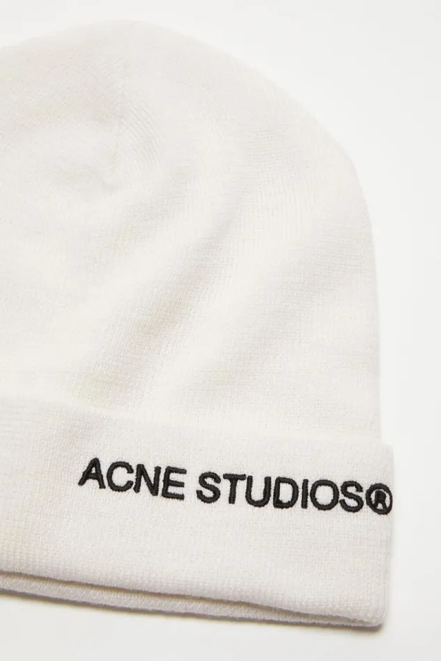 Acne Studios Embroidered Logo Beanie Off White Woman Hats