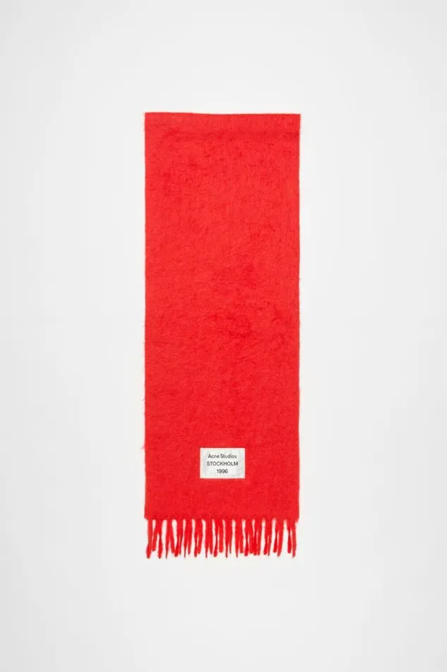 Acne Studios Fringe Alpaca Scarf Red Man Scarves