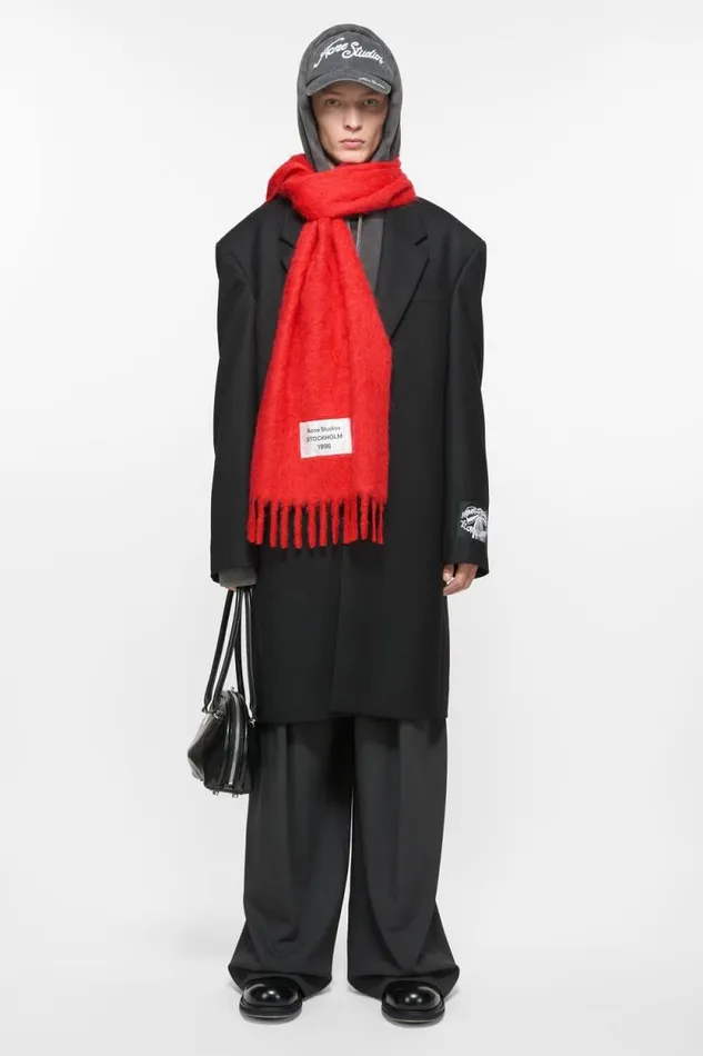 Acne Studios Fringe Alpaca Scarf Red Man Scarves