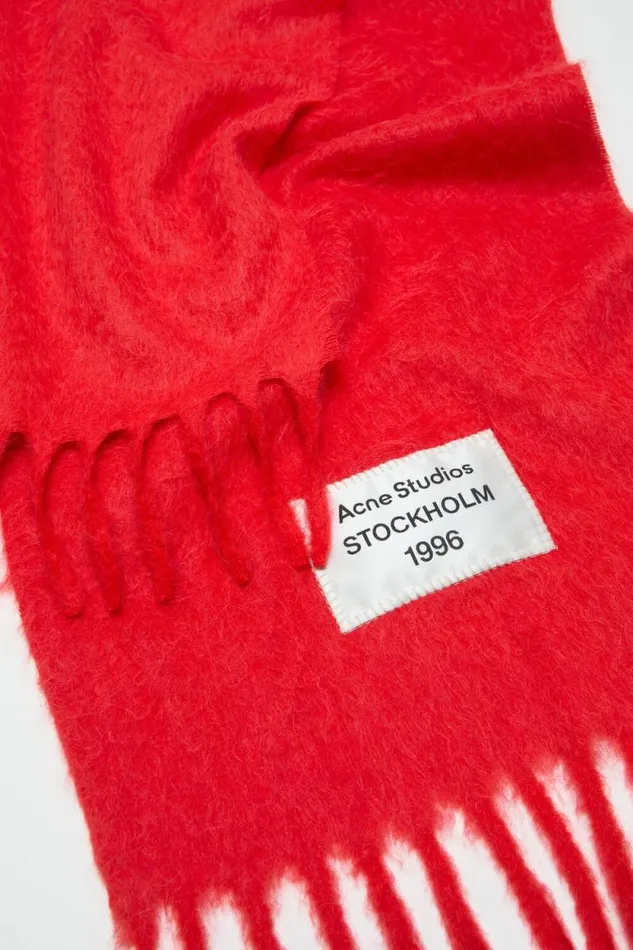Acne Studios Fringe Alpaca Scarf Red Man Scarves