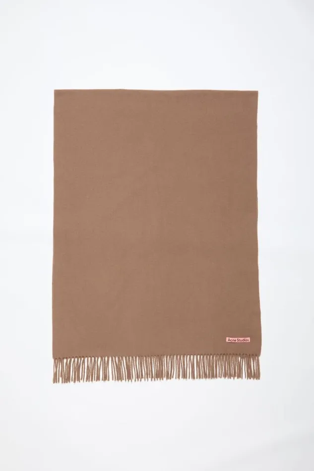 Acne Studios Fringe Wool Scarf 8211 Oversized Caramel Brown Man Scarves