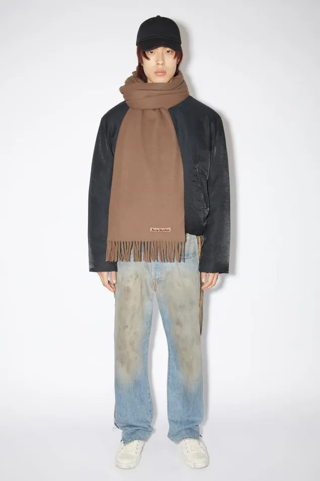 Acne Studios Fringe Wool Scarf 8211 Oversized Caramel Brown Man Scarves
