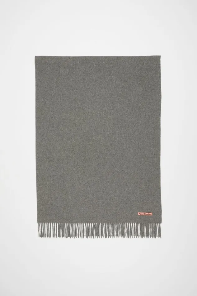 Acne Studios Fringe Wool Scarf 8211 Oversized Grey Melange Man Scarves