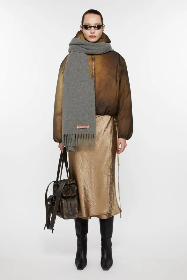 Acne Studios Fringe Wool Scarf 8211 Oversized Grey Melange Man Scarves