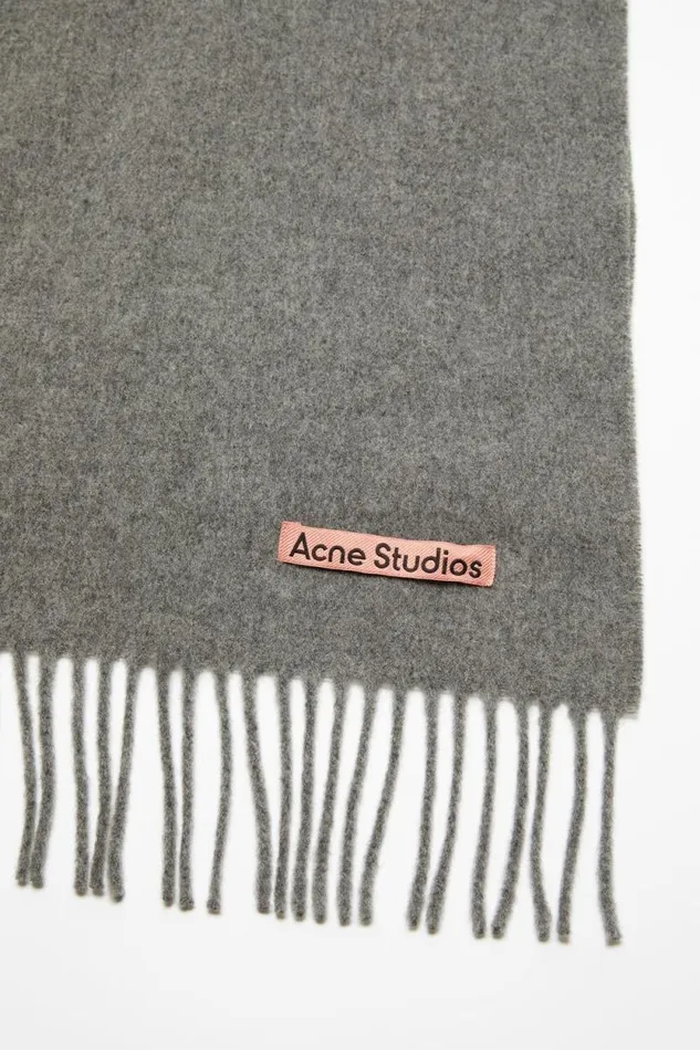 Acne Studios Fringe Wool Scarf 8211 Oversized Grey Melange Man Scarves