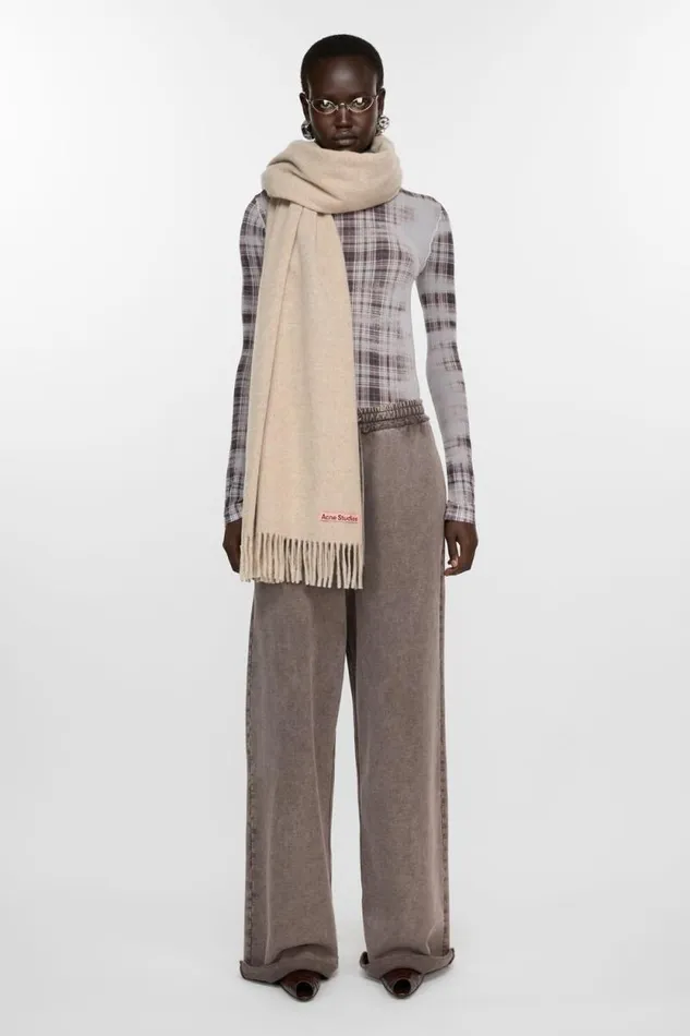 Acne Studios Fringe Wool Scarf 8211 Oversized Oatmeal Melange Man Scarves