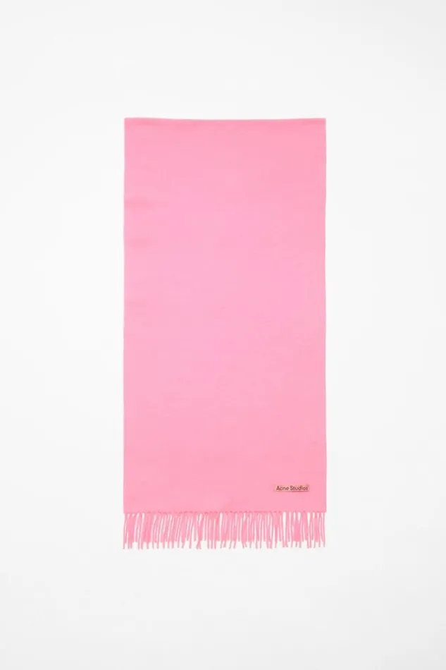 Acne Studios Fringe Wool Scarf Narrow Bubble Pink Man Scarves