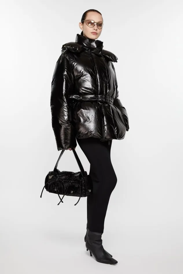 Acne Studios Hooded Puffer Jacket Black Woman Outerwear