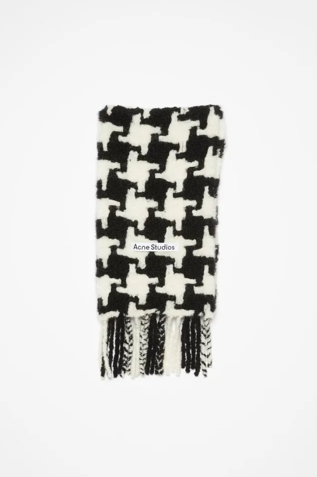 Acne Studios Houndstooth Scarf Whiteblack Man Scarves