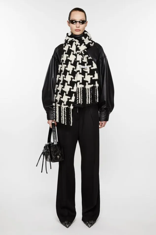 Acne Studios Houndstooth Scarf Whiteblack Man Scarves