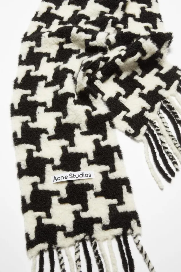 Acne Studios Houndstooth Scarf Whiteblack Man Scarves