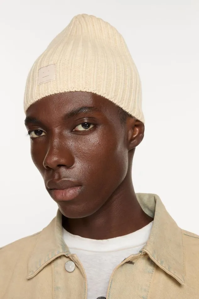 Acne Studios Knitted Beanie Oatmeal Melange Man Hats