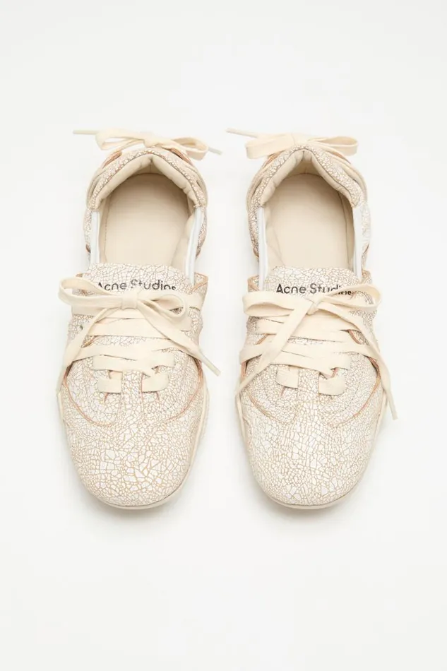 Acne Studios Laceup Leather Shoes Off White Woman Shoes
