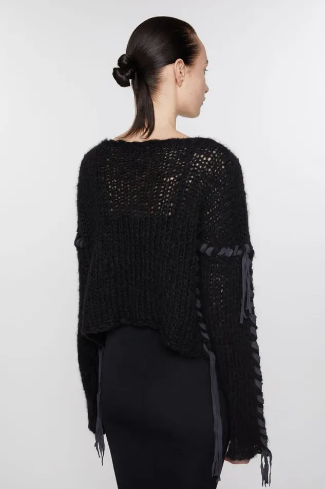 Acne Studios Lacing Knit Jumper Black Woman Knitwear