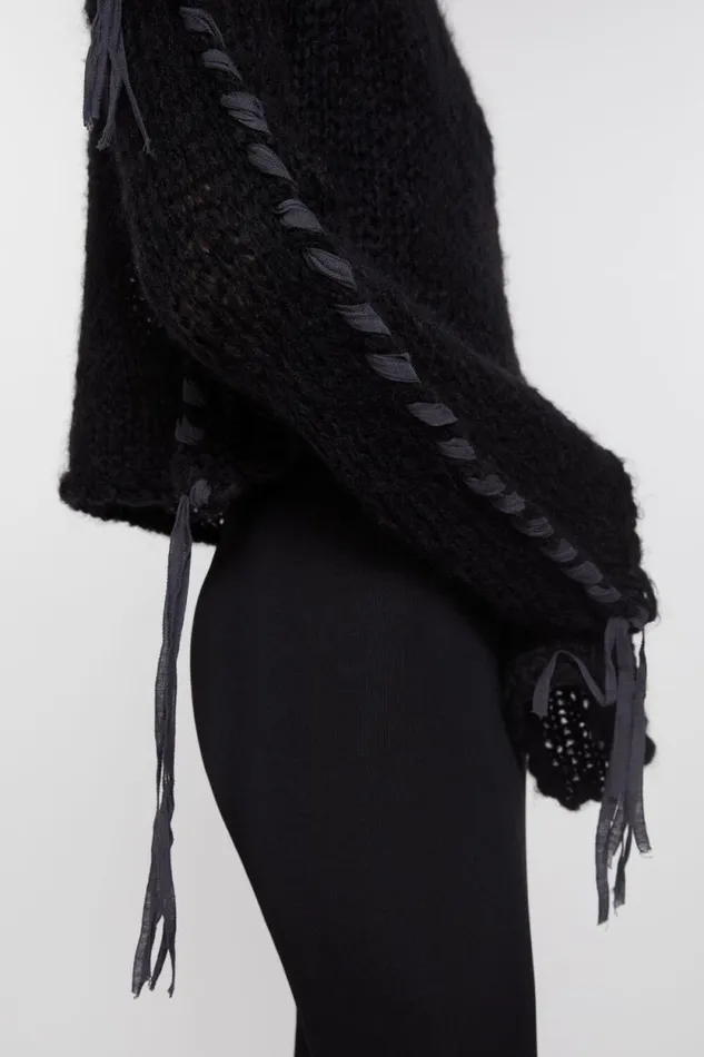 Acne Studios Lacing Knit Jumper Black Woman Knitwear