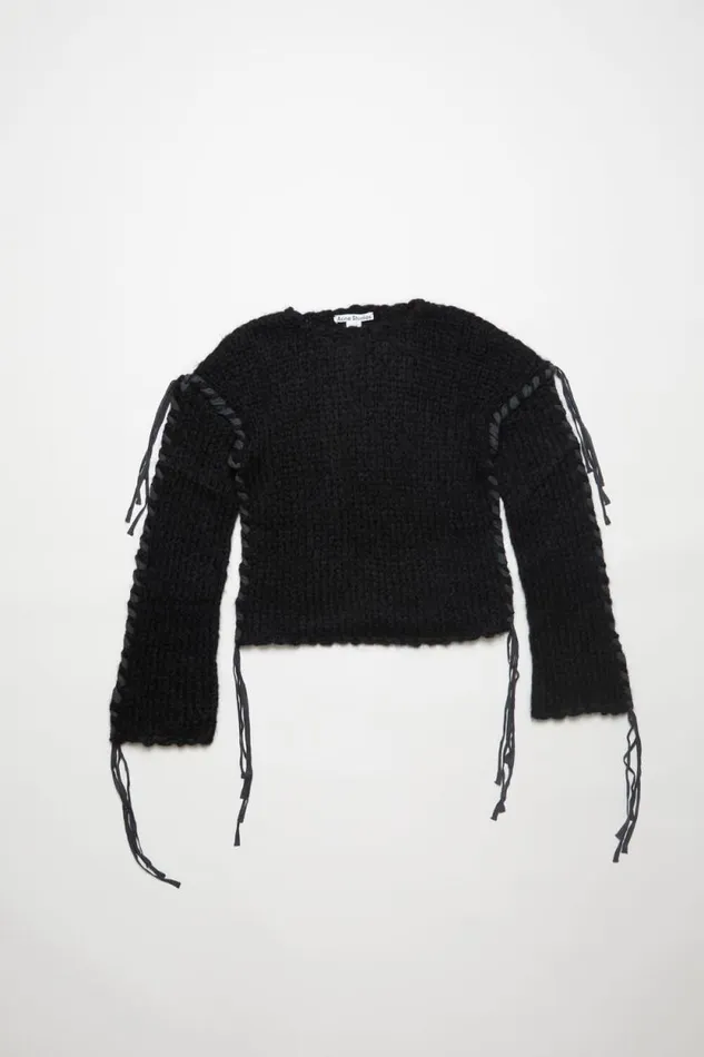 Acne Studios Lacing Knit Jumper Black Woman Knitwear