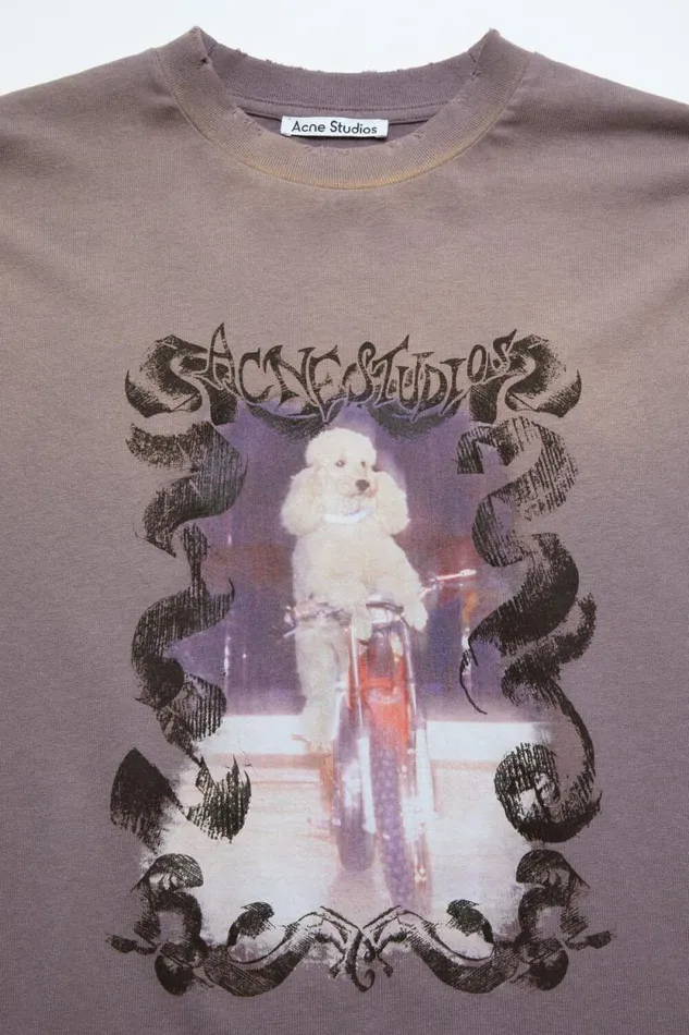 Acne Studios Layered Print Tshirt Dark Mauve Woman Tshirts
