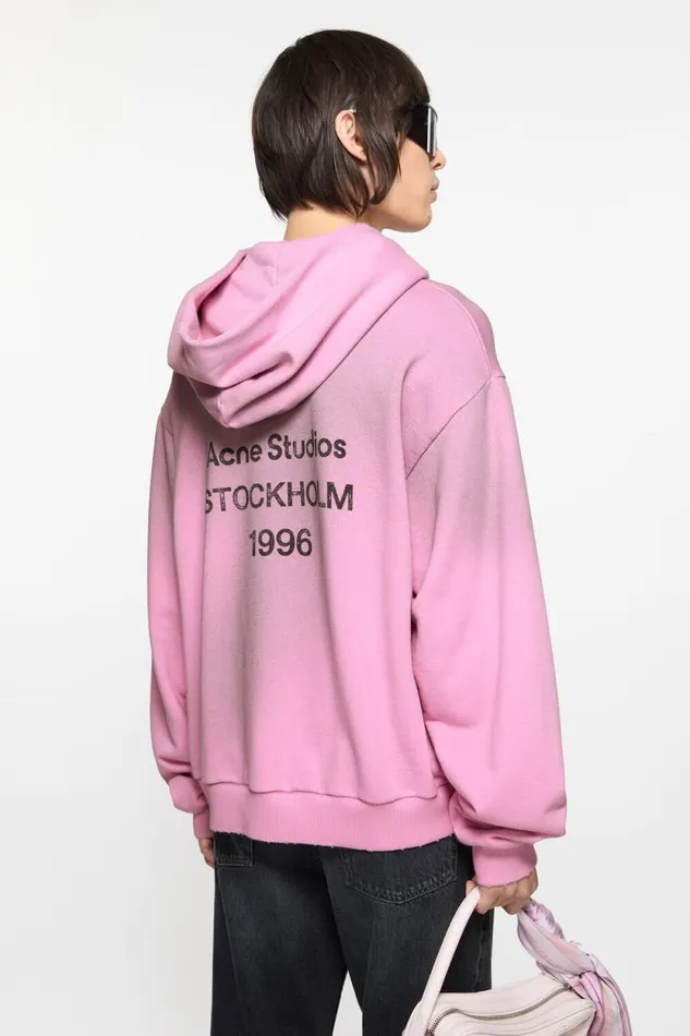 Acne Studios Logo Hooded Sweater Cotton Candy Pink Man Sweatshirts
