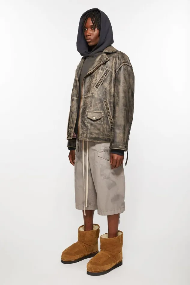 Acne Studios Low Boots Printed Leather Tobacco Brown Man Shoes