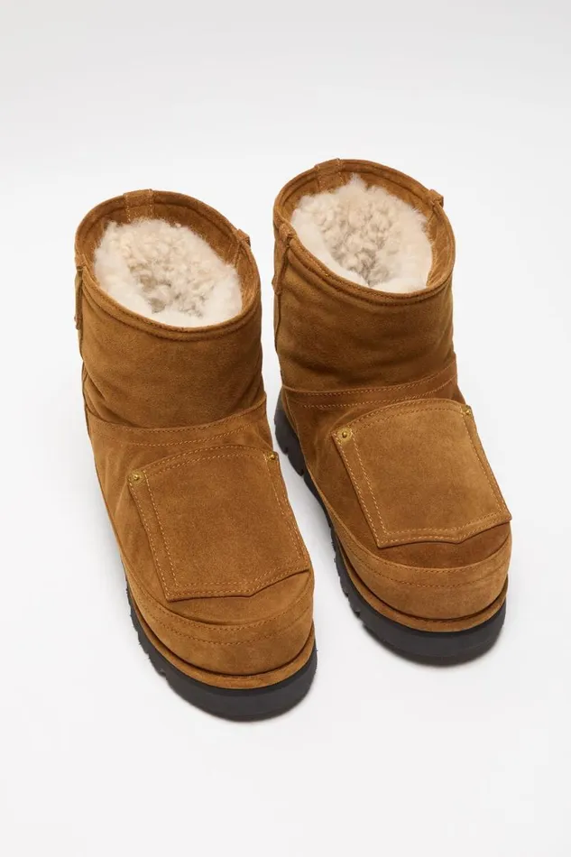 Acne Studios Low Boots Printed Leather Tobacco Brown Man Shoes
