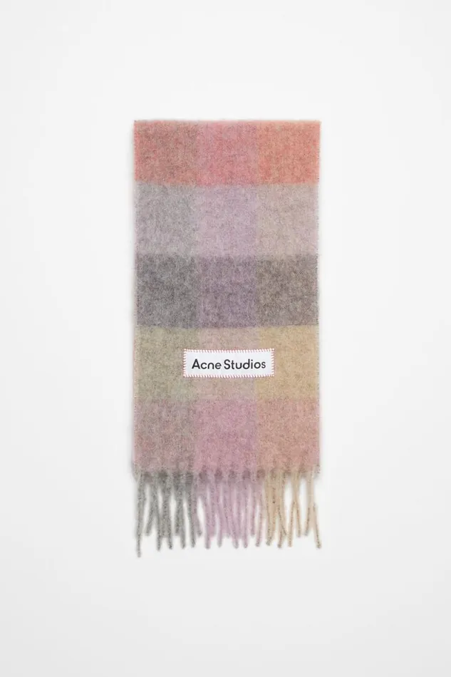 Acne Studios Mohair Checked Scarf Fuchsialilacpink Woman Scarves