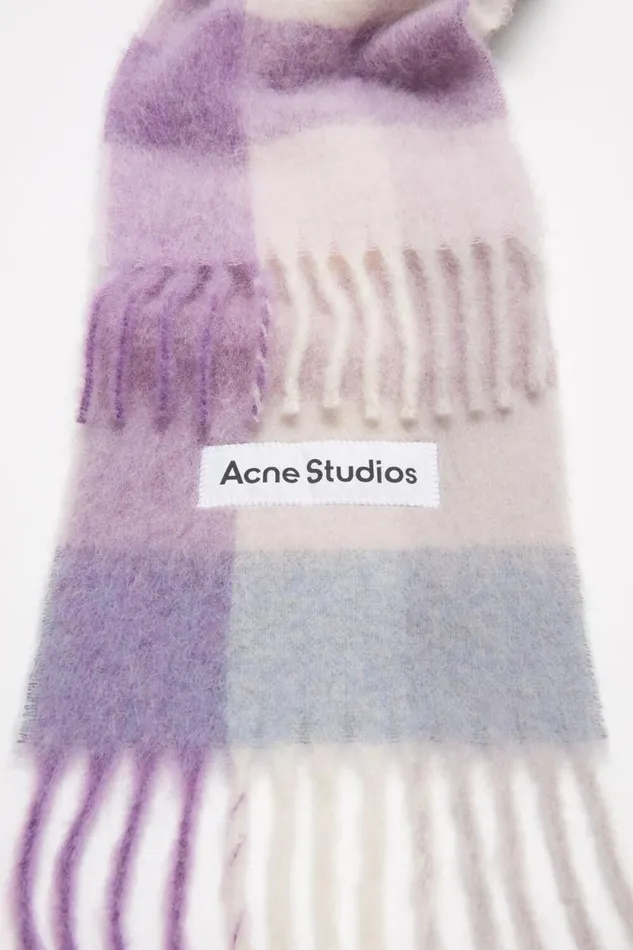 Acne Studios Mohair Checked Scarf Lilacwhite Man Scarves